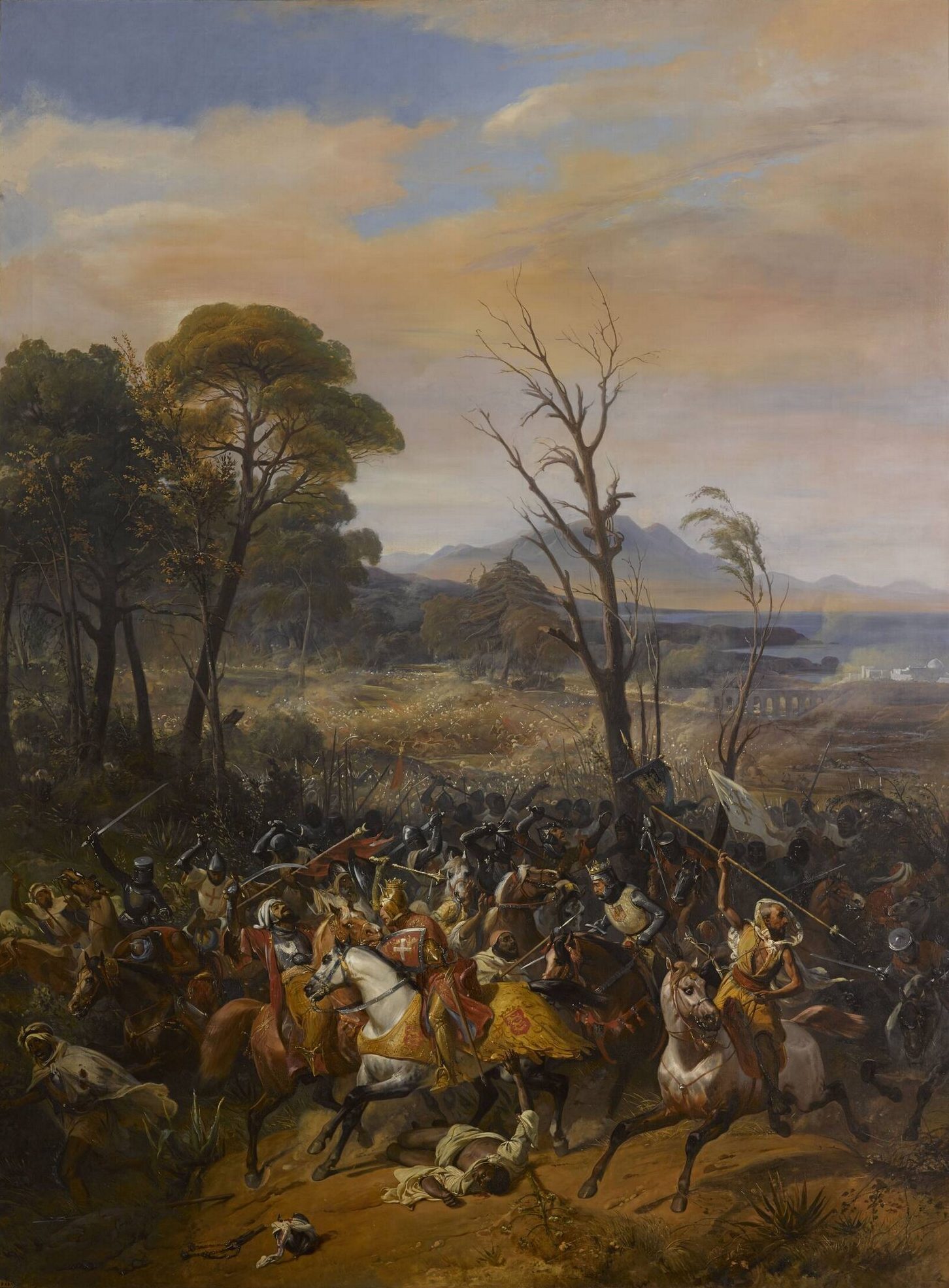 Richard the Lionheart's crusaders clash with Saladin's cavalry at the Battle of Arsuf, 1191