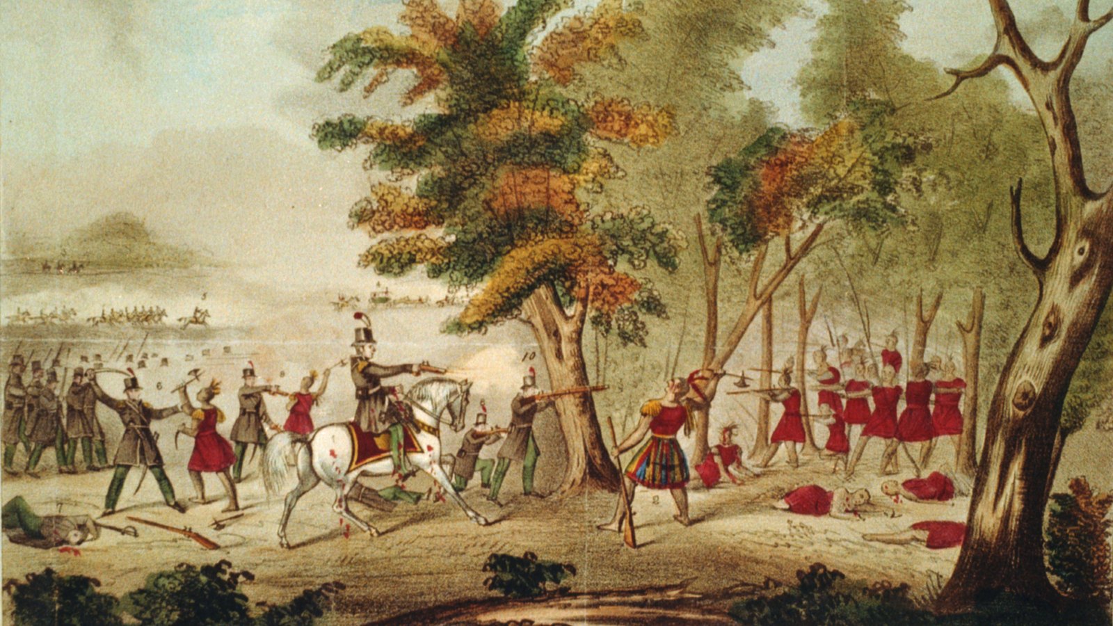Bitwa nad rzeką Thames, 1813, dawny sztych walki, w której zginął Tecumseh