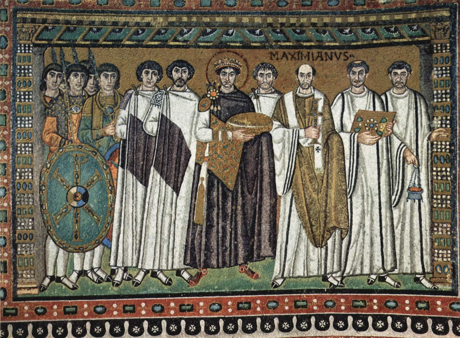 The mosaic of the emperor Justinian and his court at Ravenna