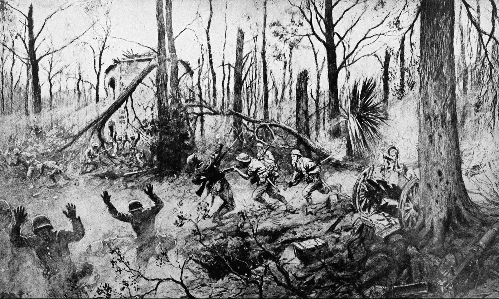 US Marines advancing through Belleau Wood in June 1918