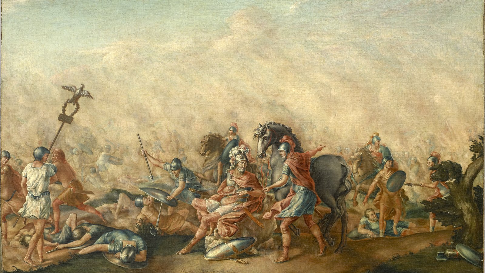 Carthaginian infantry closing in on a surrounded Roman army, the tactics of Hannibal Barca