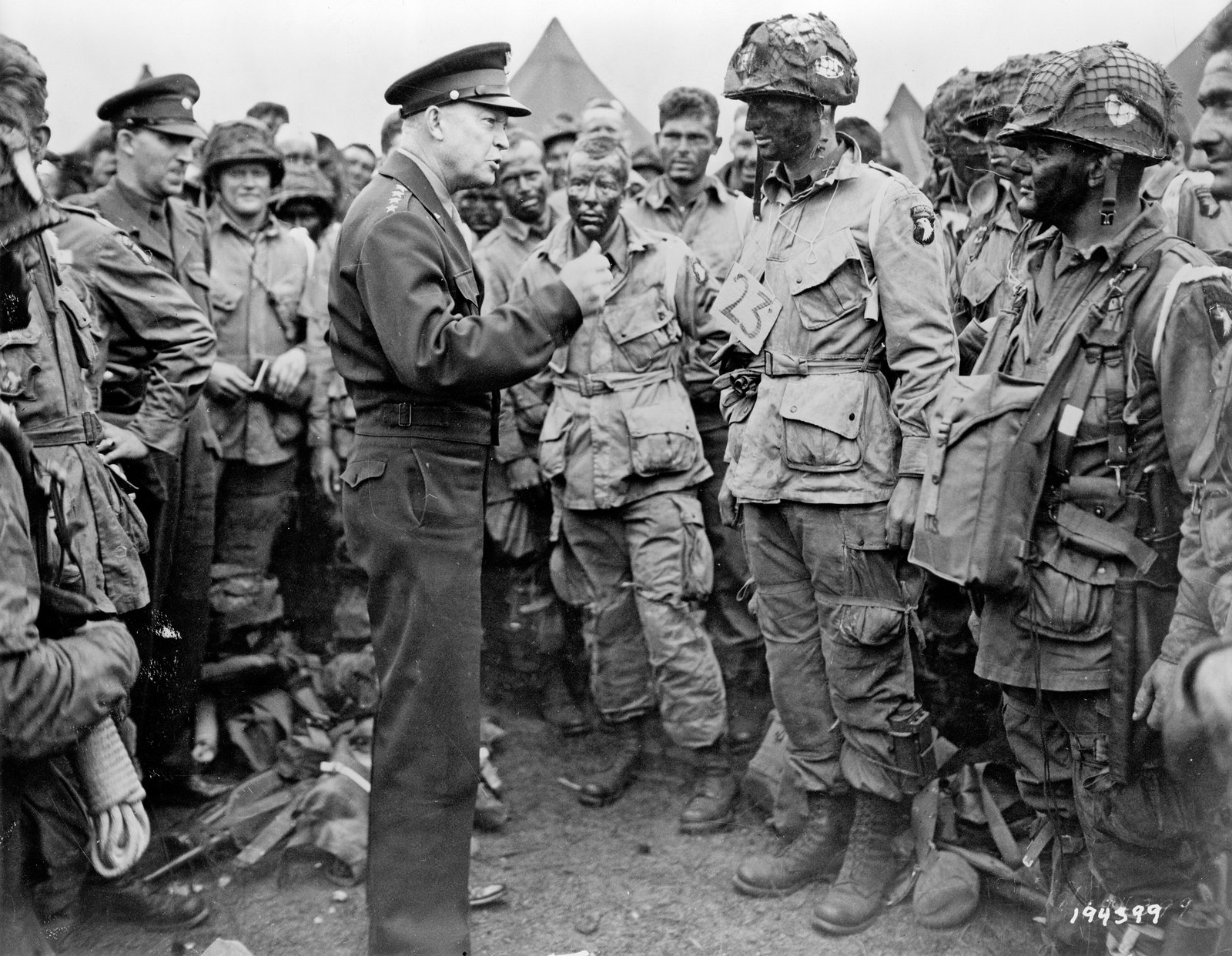 General Dwight D. Eisenhower speaking to paratroopers before D-Day, 1944