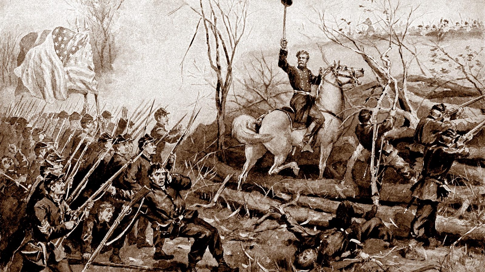 The attack on Fort Donelson, illustration by John Steeple Davis, 1897