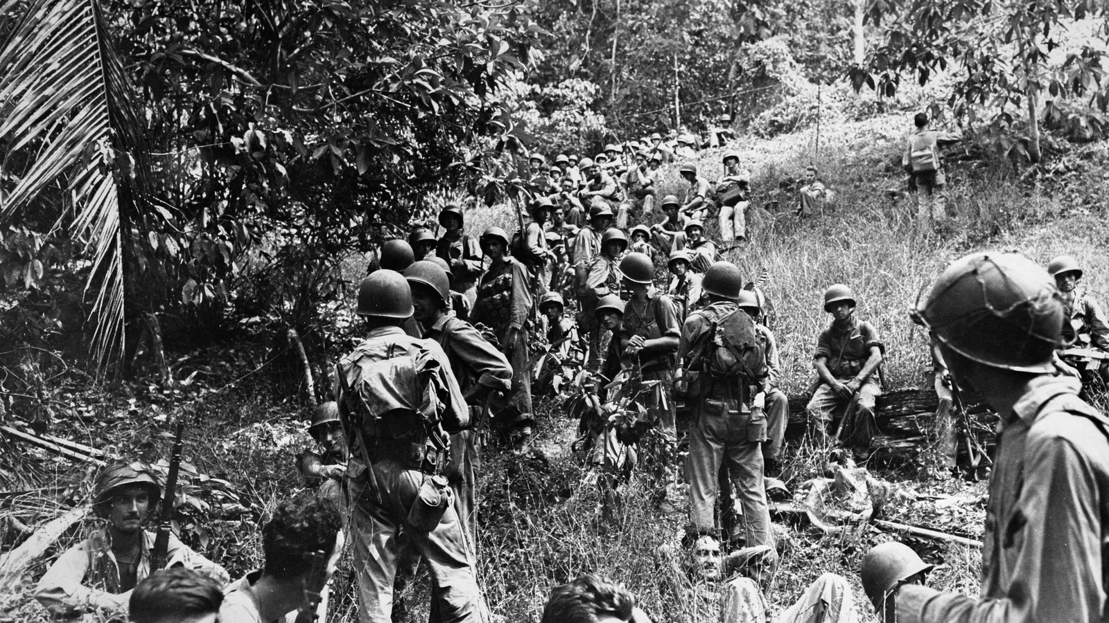 United States Marines resting in the field on Guadalcanal, 1942
