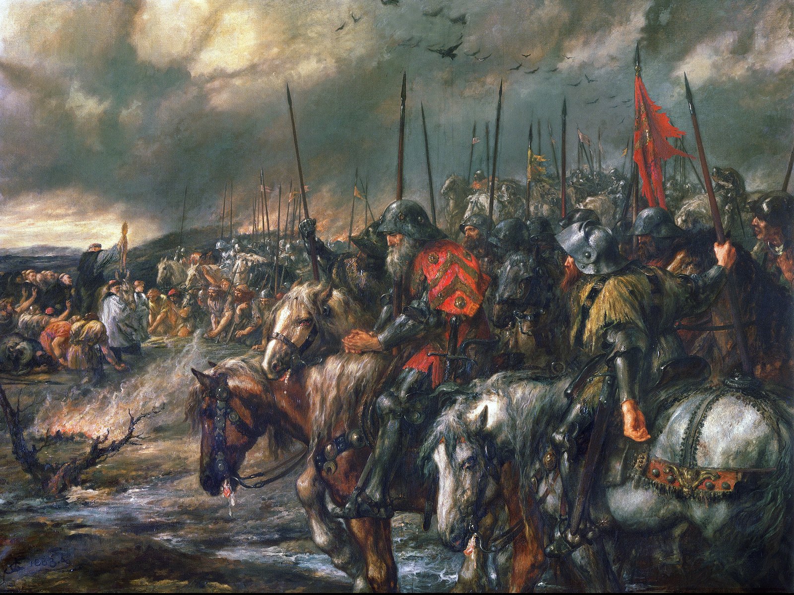Henry V and his army at the Battle of Agincourt, 1415