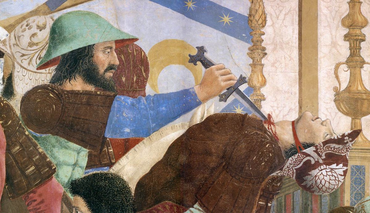 Fragment fresku Piera della Francesca przedstawiający Herakliusza w wojnie z Persją