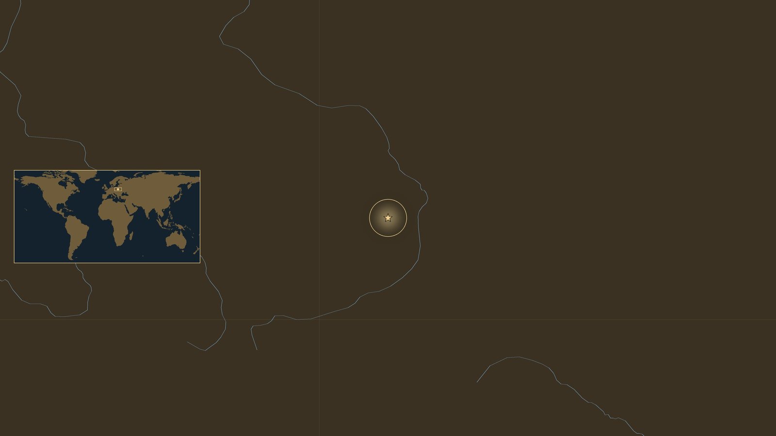 Dark locator map of central Poland with the Vistula, showing a gold star at Iłża between Radom and Kielce and a world inset.