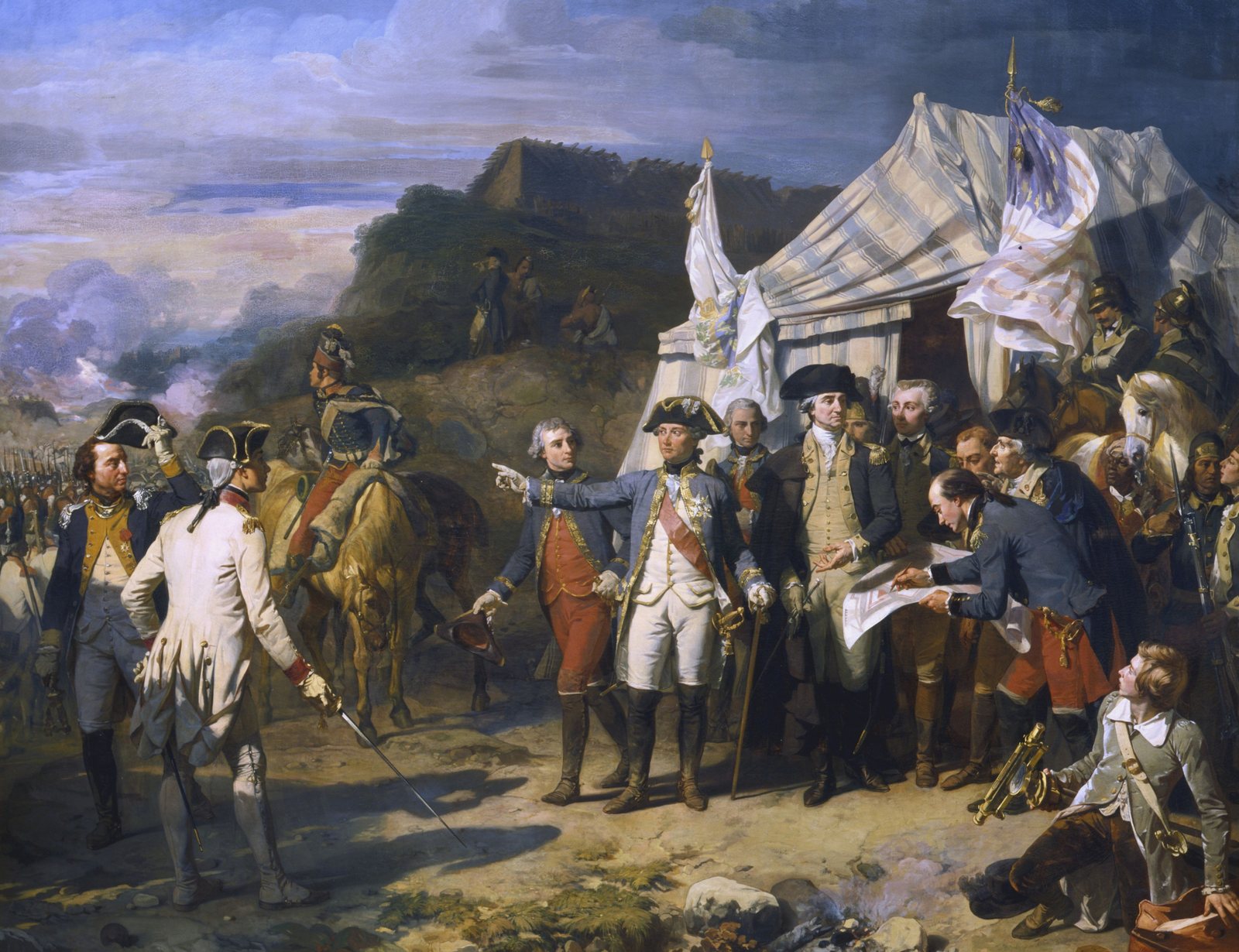 Auguste Couder's painting of Rochambeau, Washington and their officers, Lafayette among them, giving orders at the siege of Yorktown in 1781