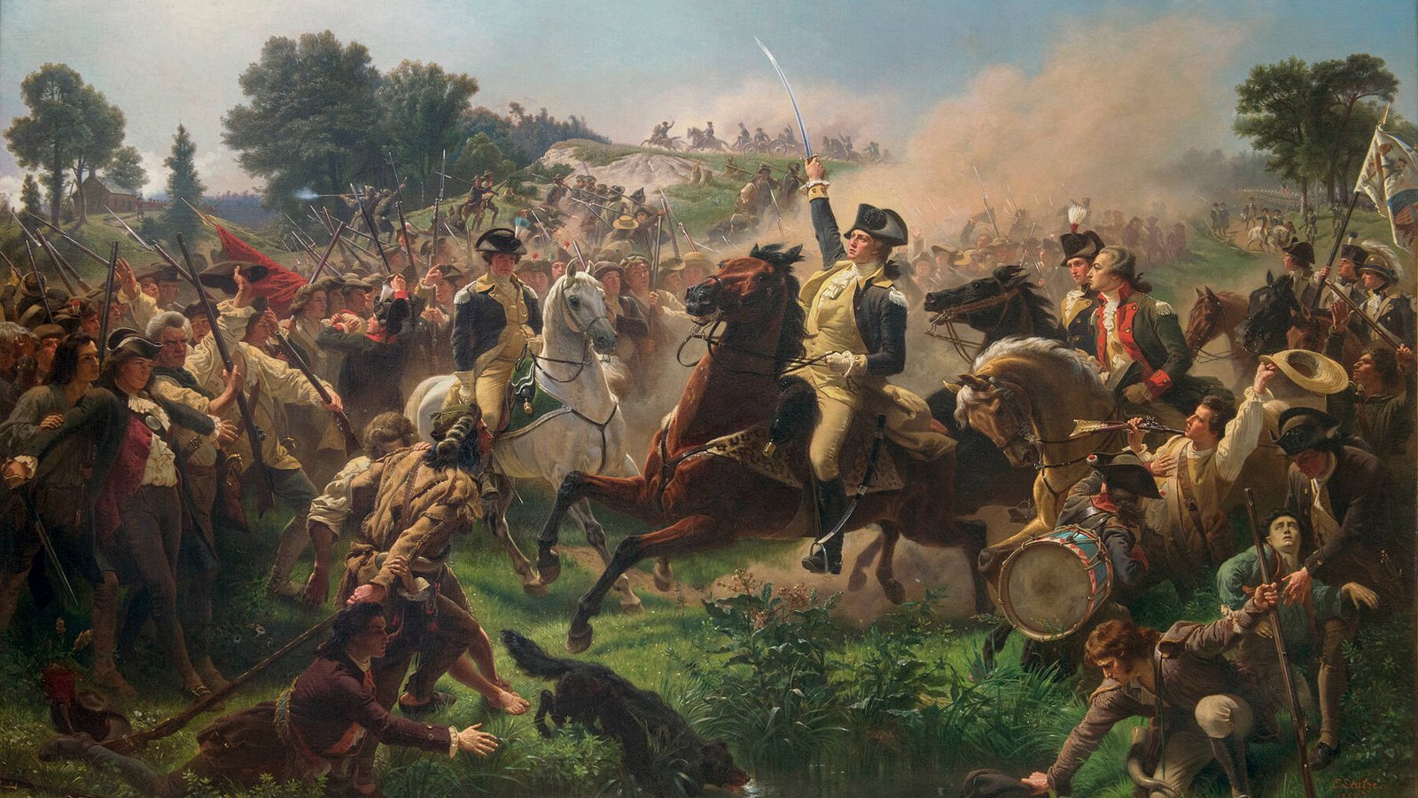 Washington rallying the troops at the Battle of Monmouth, painting by Emanuel Leutze