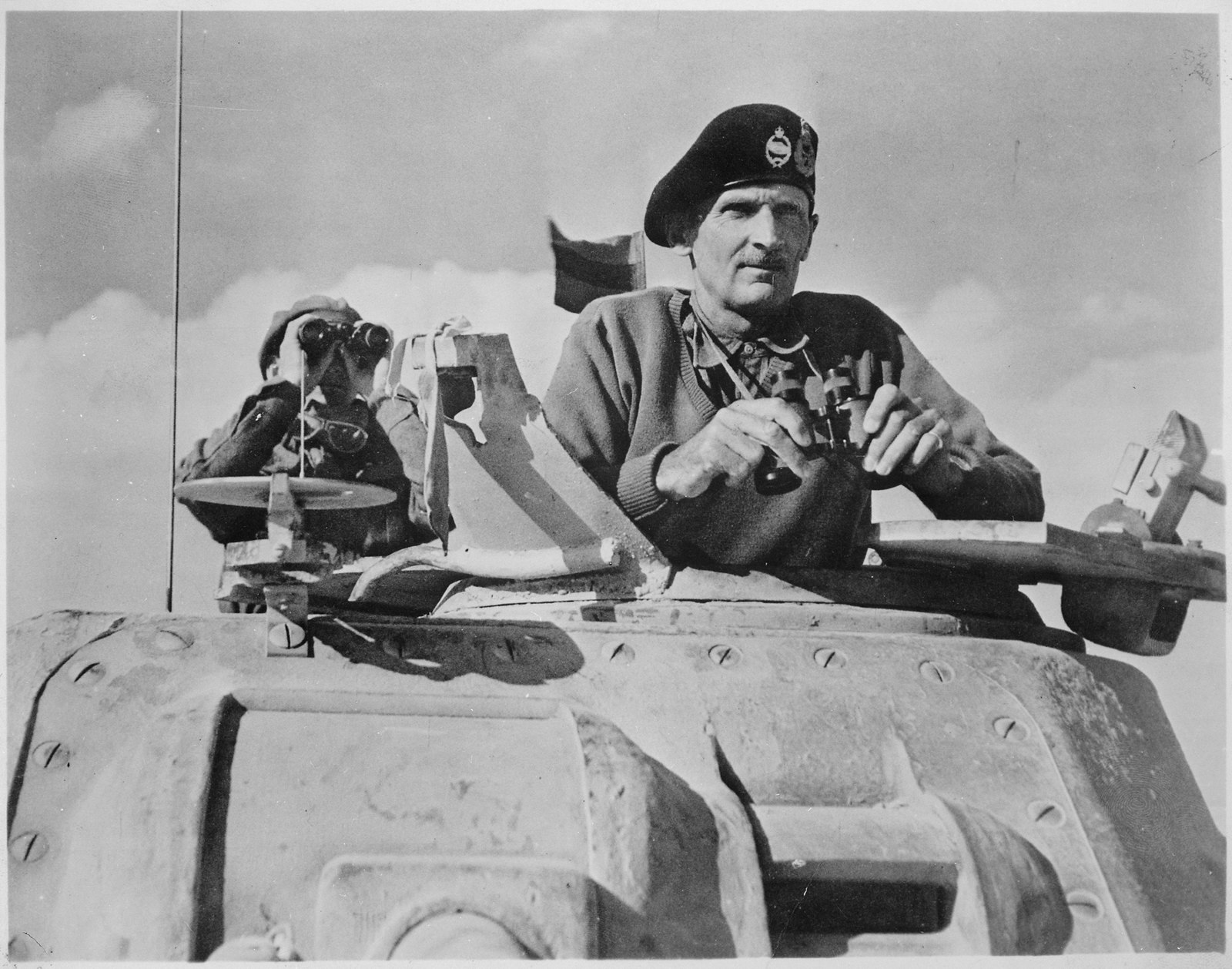 General Bernard Montgomery watching the battle at El Alamein, 1942