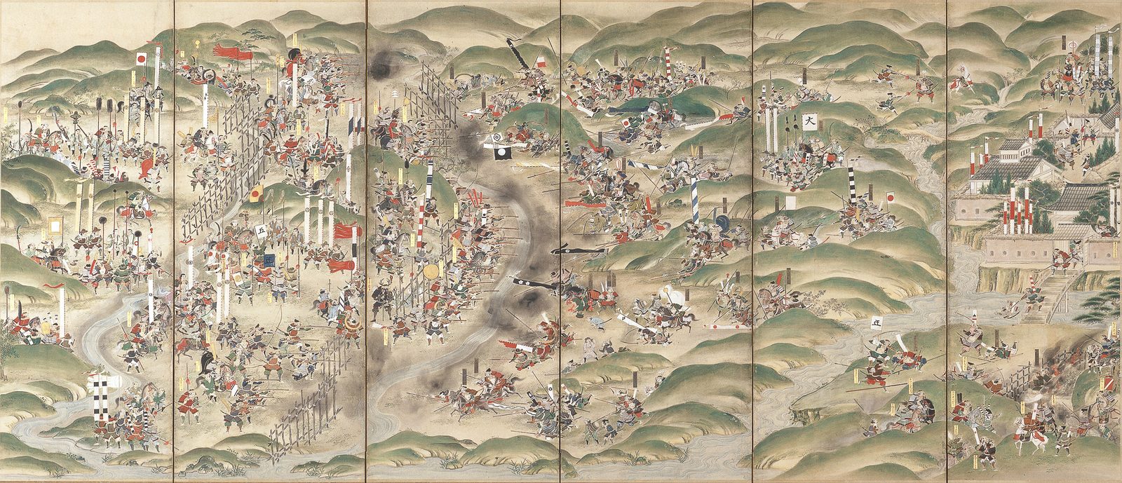 Jazda Takedów szarżująca na strzelców z rusznic zza palisad pod Nagashino, 1575