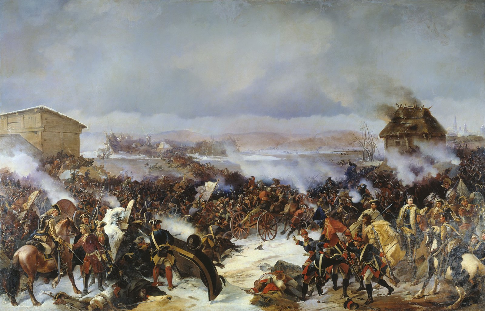A painting of the Swedish attack at the Battle of Narva