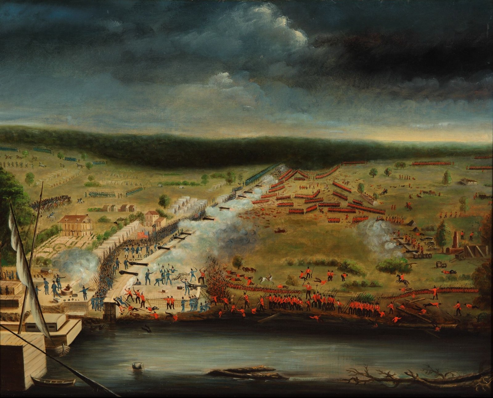 American and British troops at the Battle of New Orleans, 1815