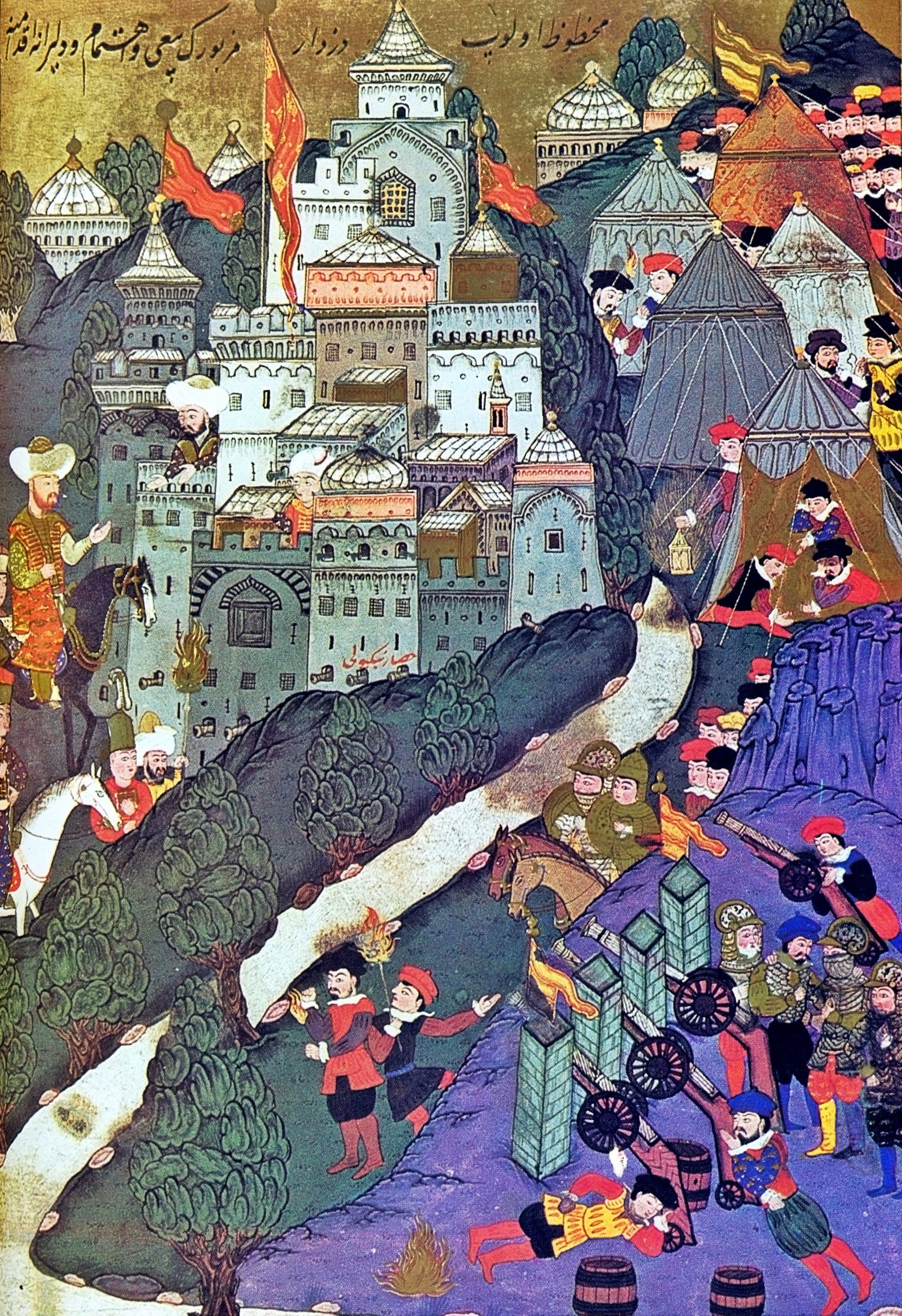 Ottoman and crusader cavalry clashing at the Battle of Nicopolis, 1396