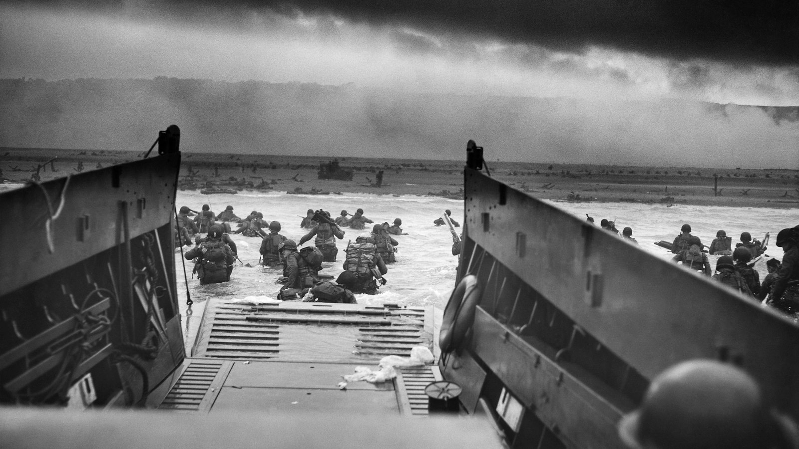 Allied troops landing on the Normandy beaches on D-Day, 1944