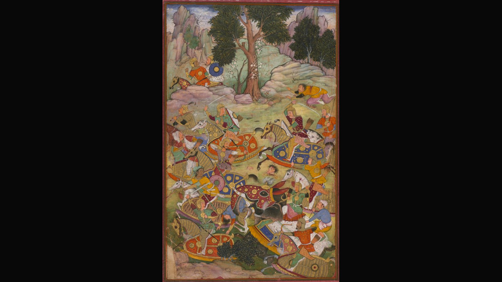 Mogolska miniatura pierwszej bitwy pod Panipatem i śmierci Ibrahima Lodiego, 1526