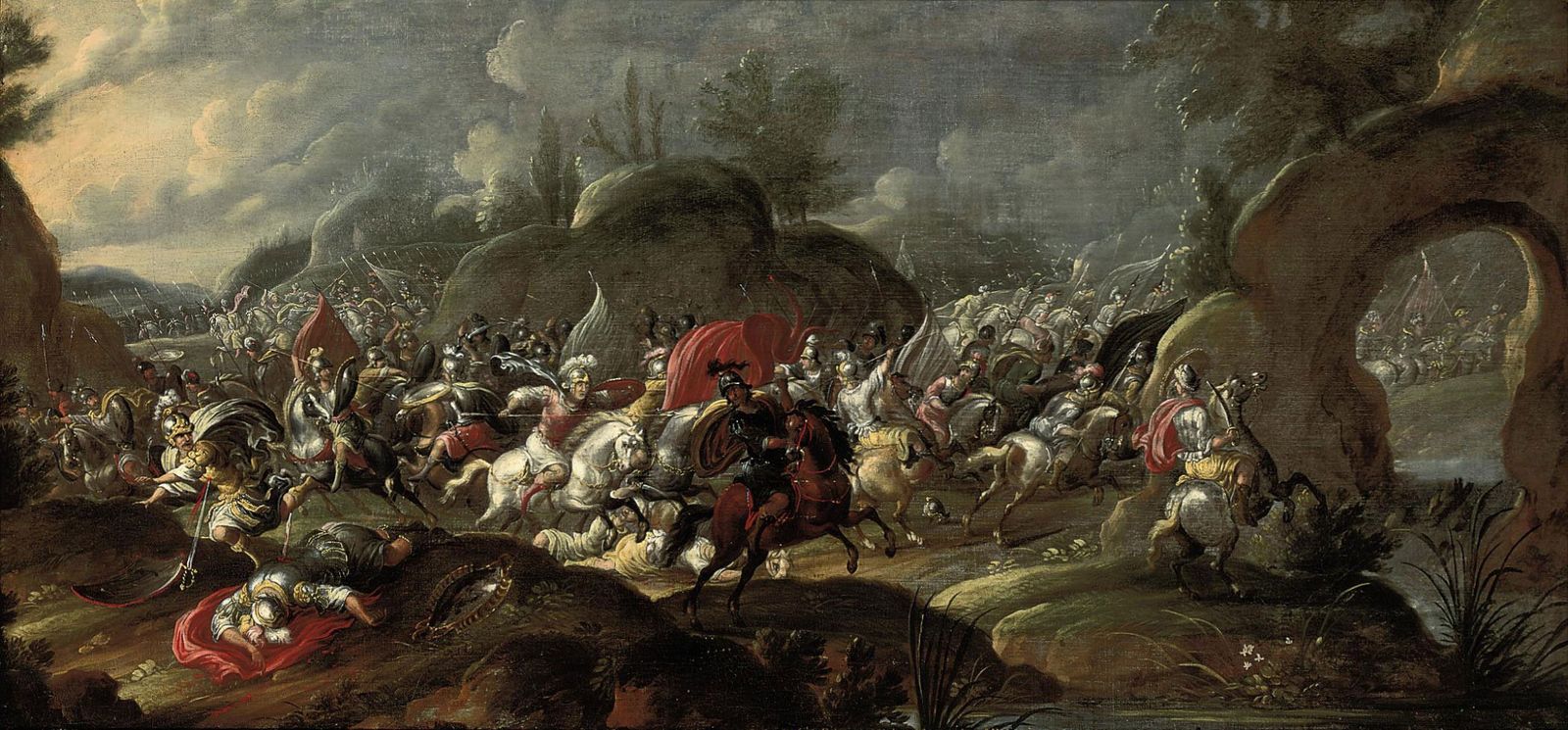 The deaths of Brutus and Cassius at the Battle of Philippi, 42 BC