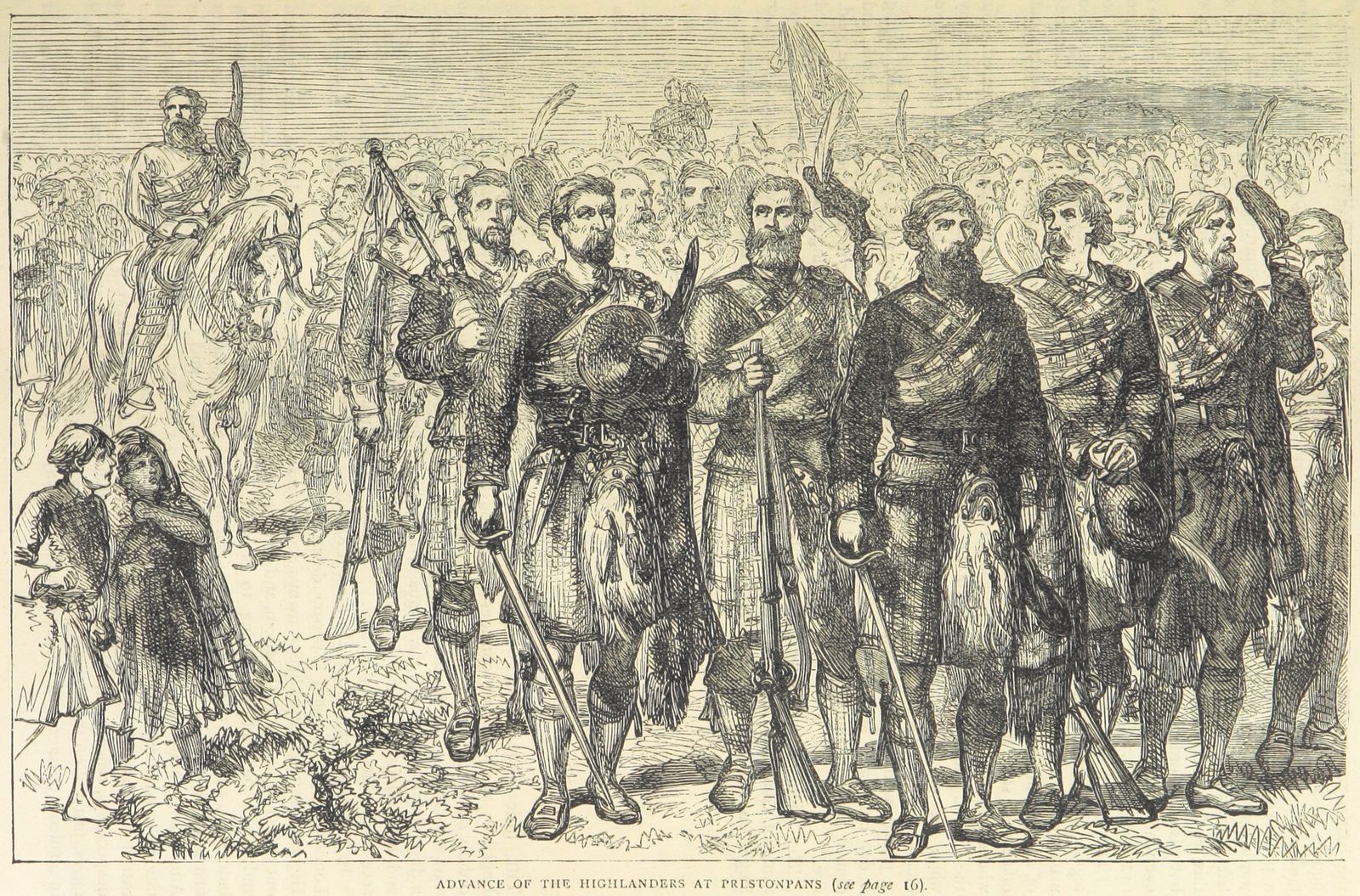 Szkoccy górale szarżujący w bitwie pod Prestonpans, 1745