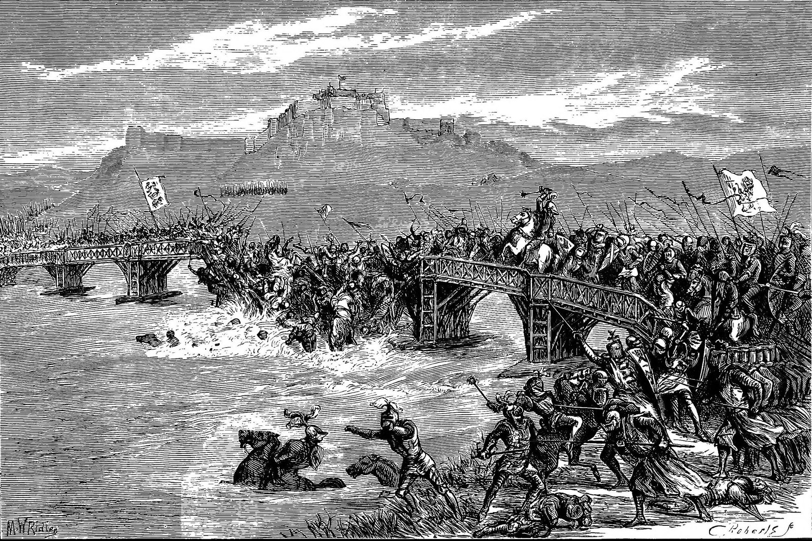 Wiktoriańska ilustracja bitwy pod Stirling Bridge