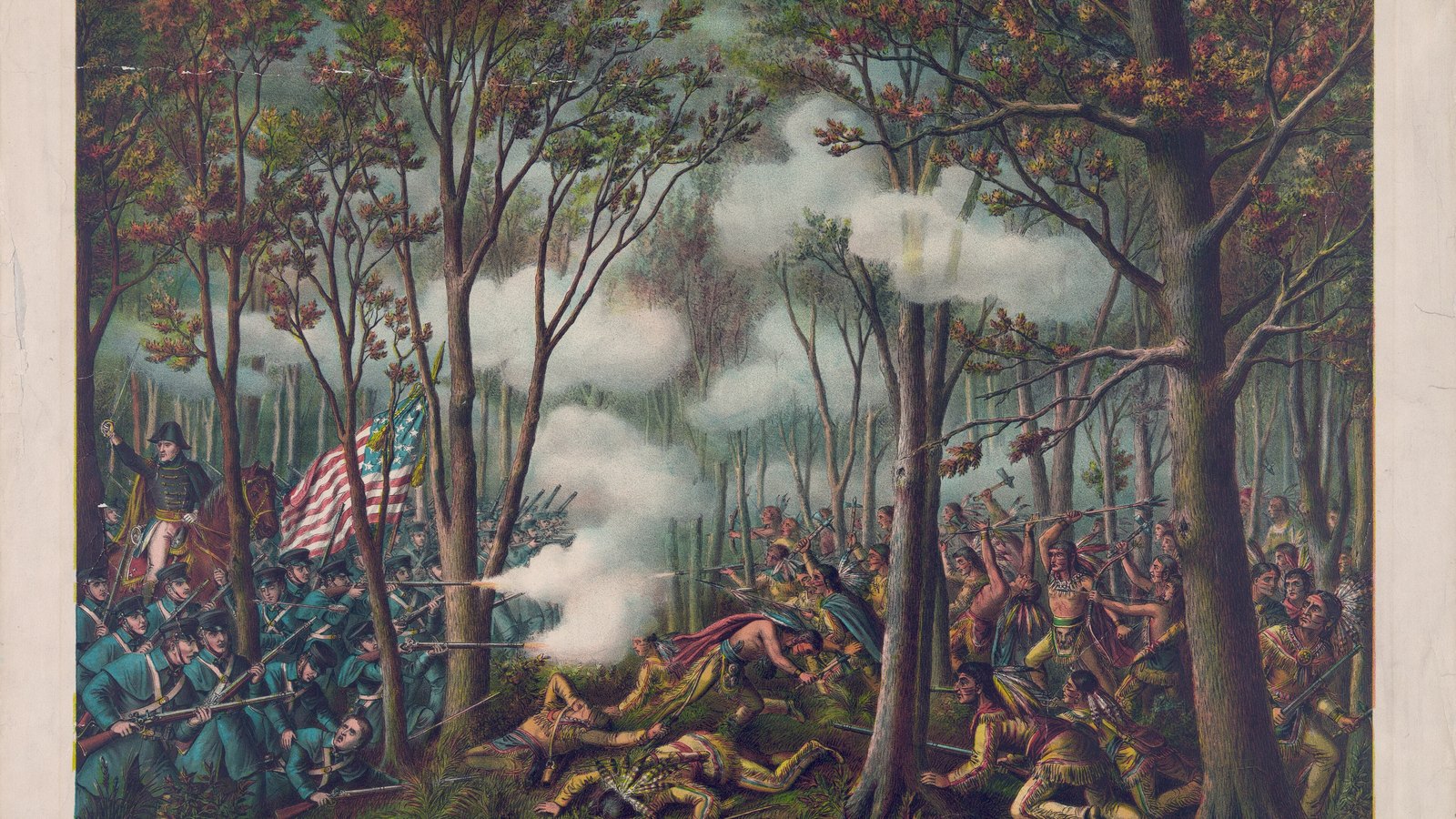 The Battle of Tippecanoe, 7 November 1811, lithograph