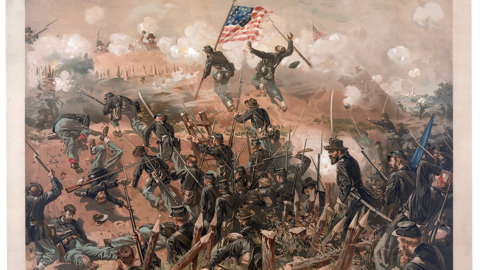 Union assault during the Siege of Vicksburg, painting by Thure de Thulstrup