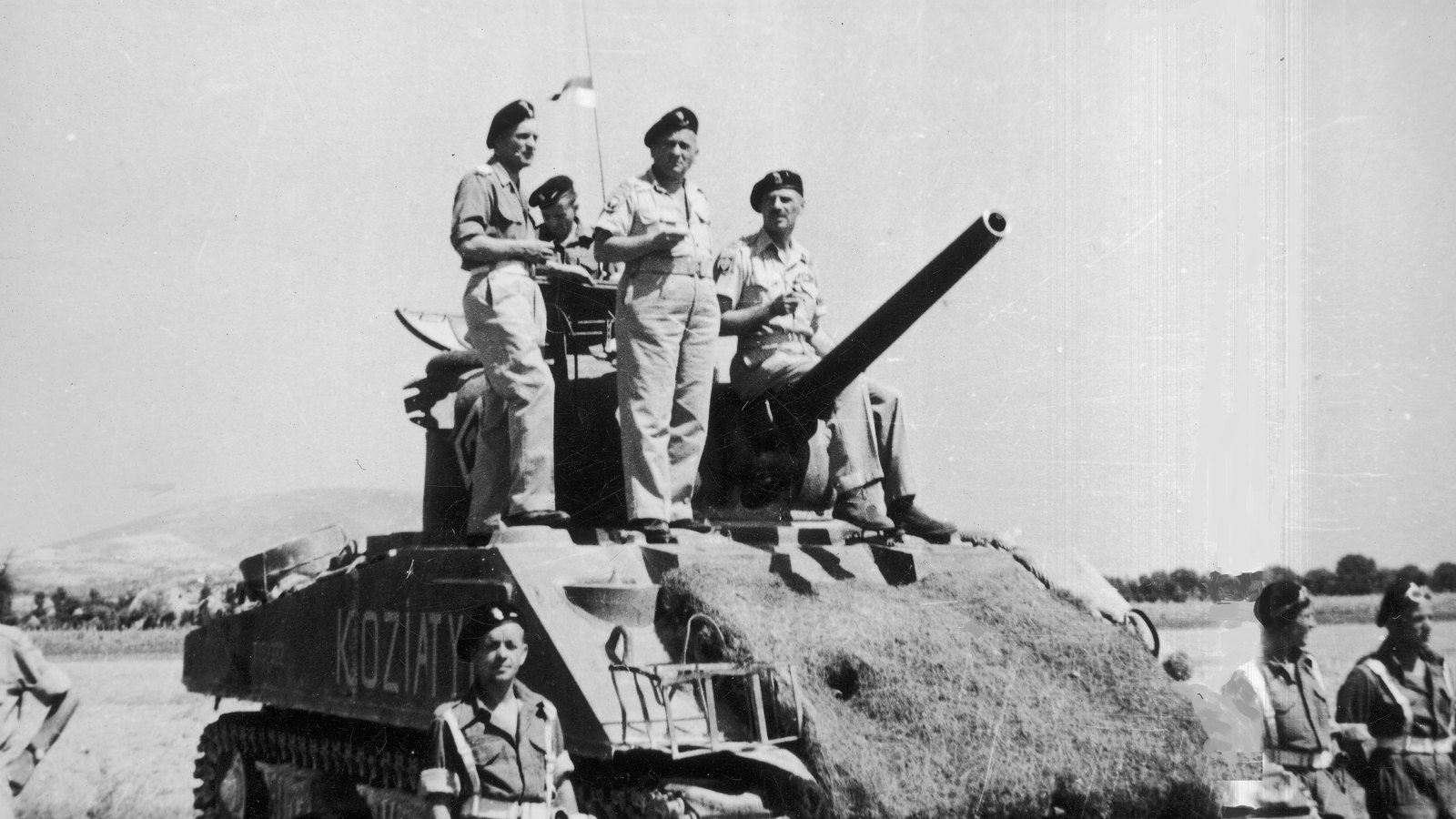 General Władysław Anders and General Bronisław Rakowski on an M4 Sherman tank after the Battle of Bologna, 1945