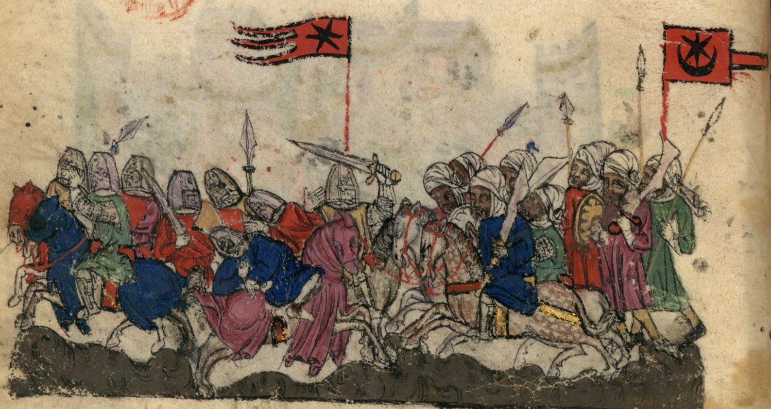 Arab cavalry charging the Byzantine line at the Battle of the Yarmouk, 636