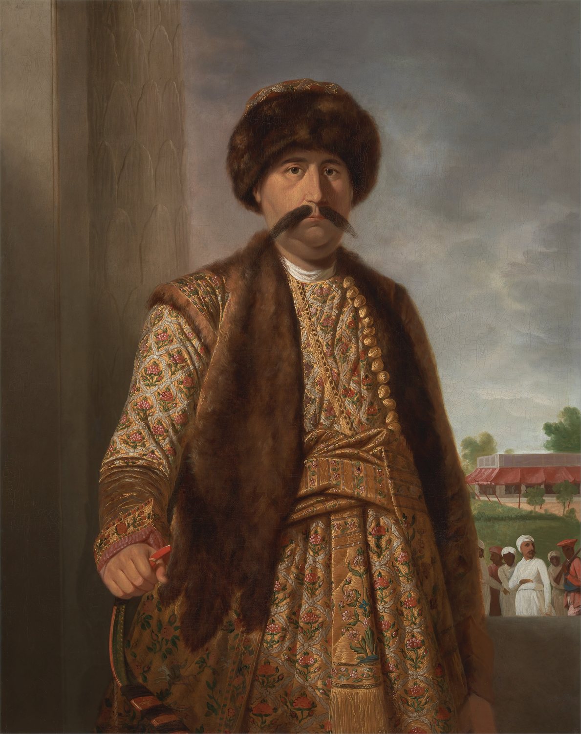 Portrait of Shuja-ud-Daula in a fur hat and richly patterned robe