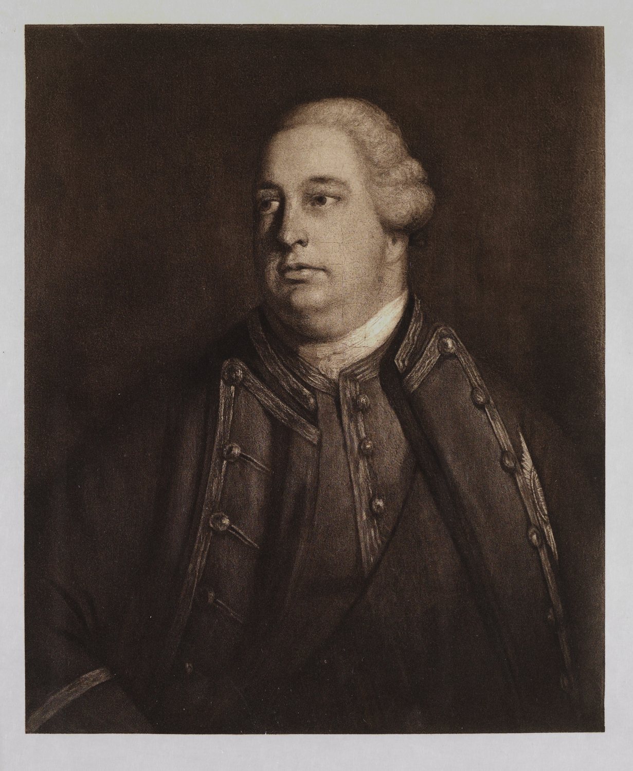 Engraved half-length portrait of the stout Duke of Cumberland in uniform