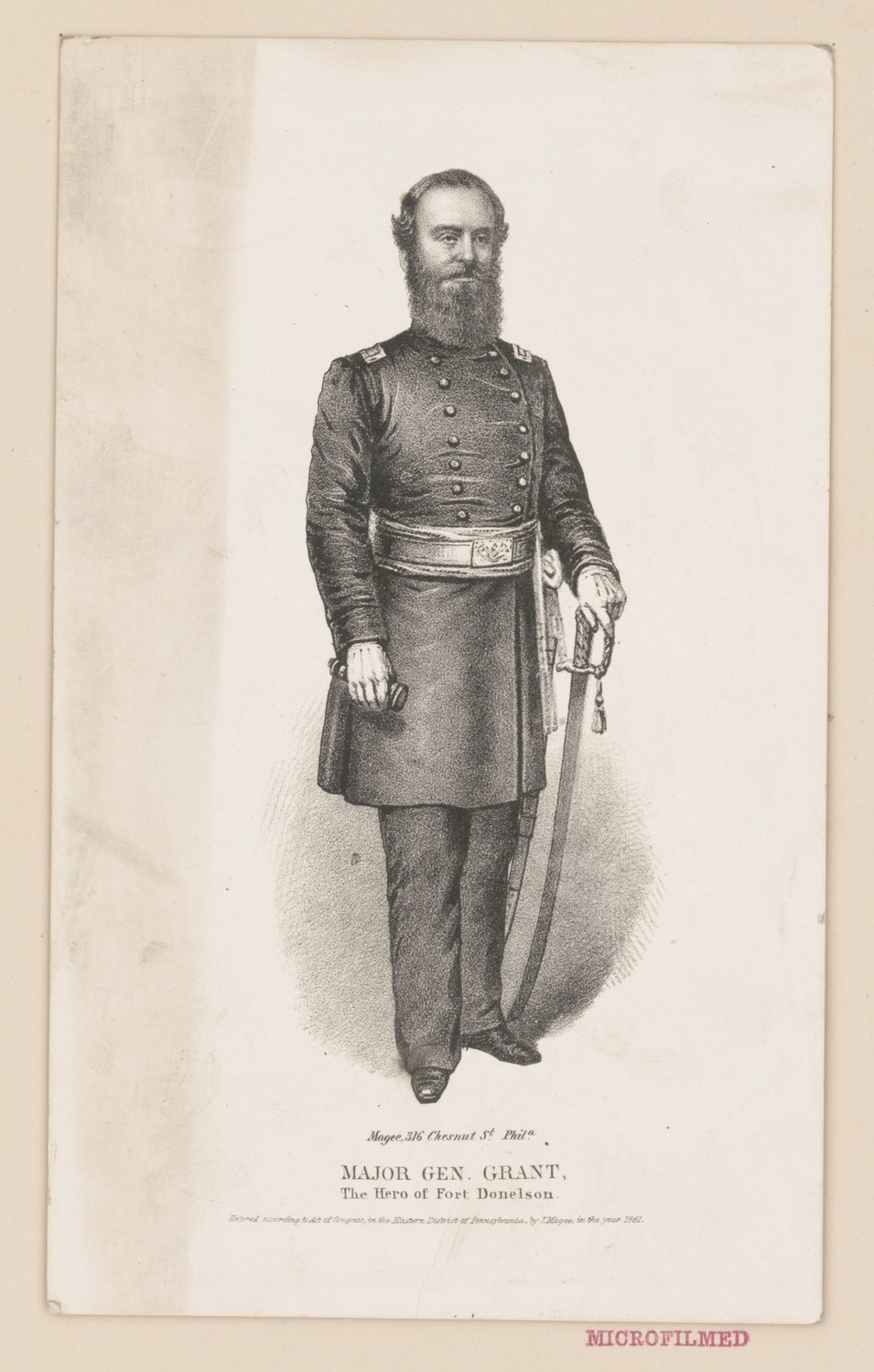 Nineteenth century print portrait of Ulysses S. Grant in uniform