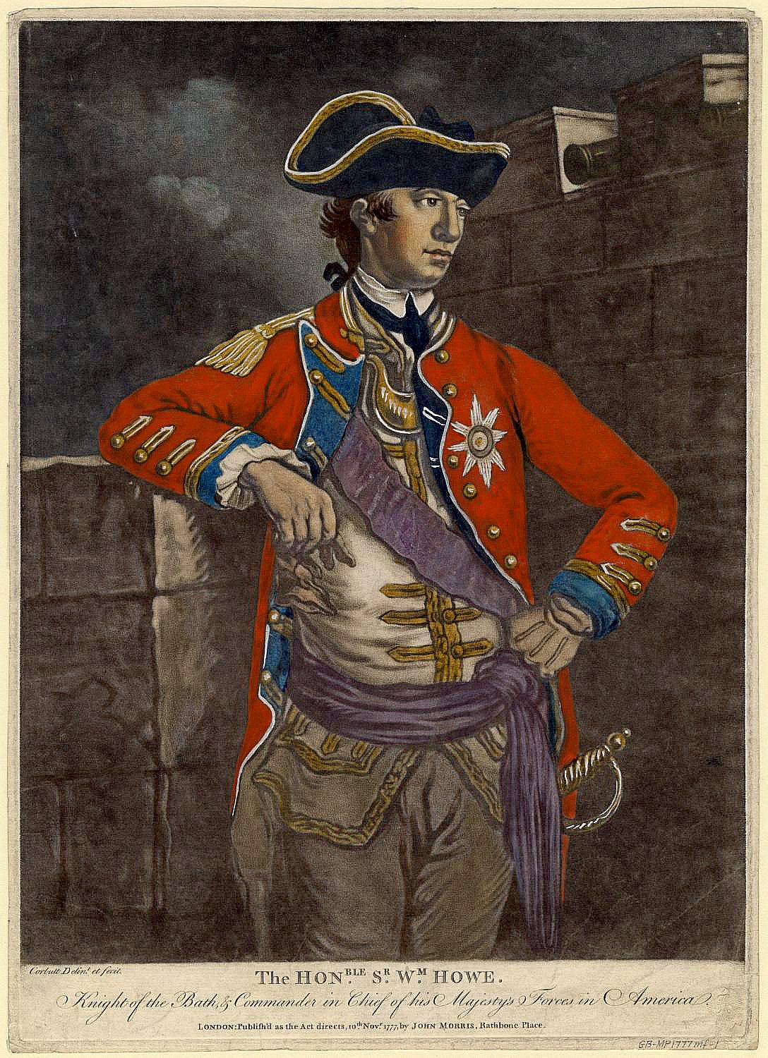 Mezzotint portrait of a British general in a red coat