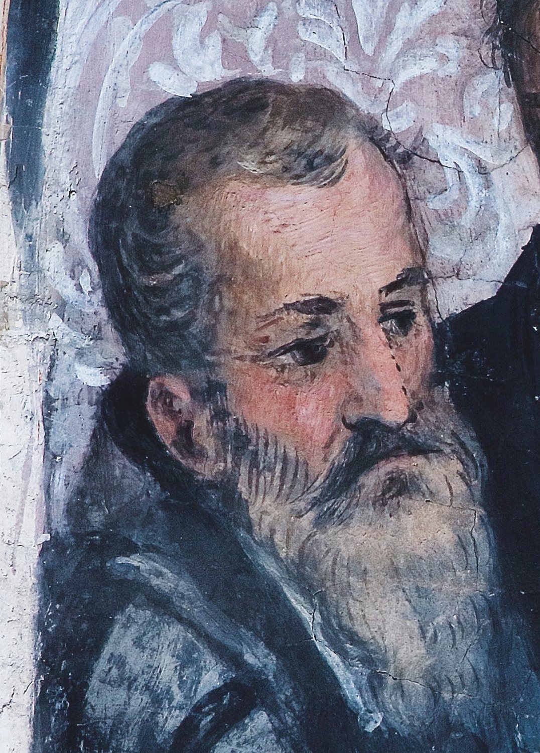 Fragment fresku z głową siwobrodego mężczyzny