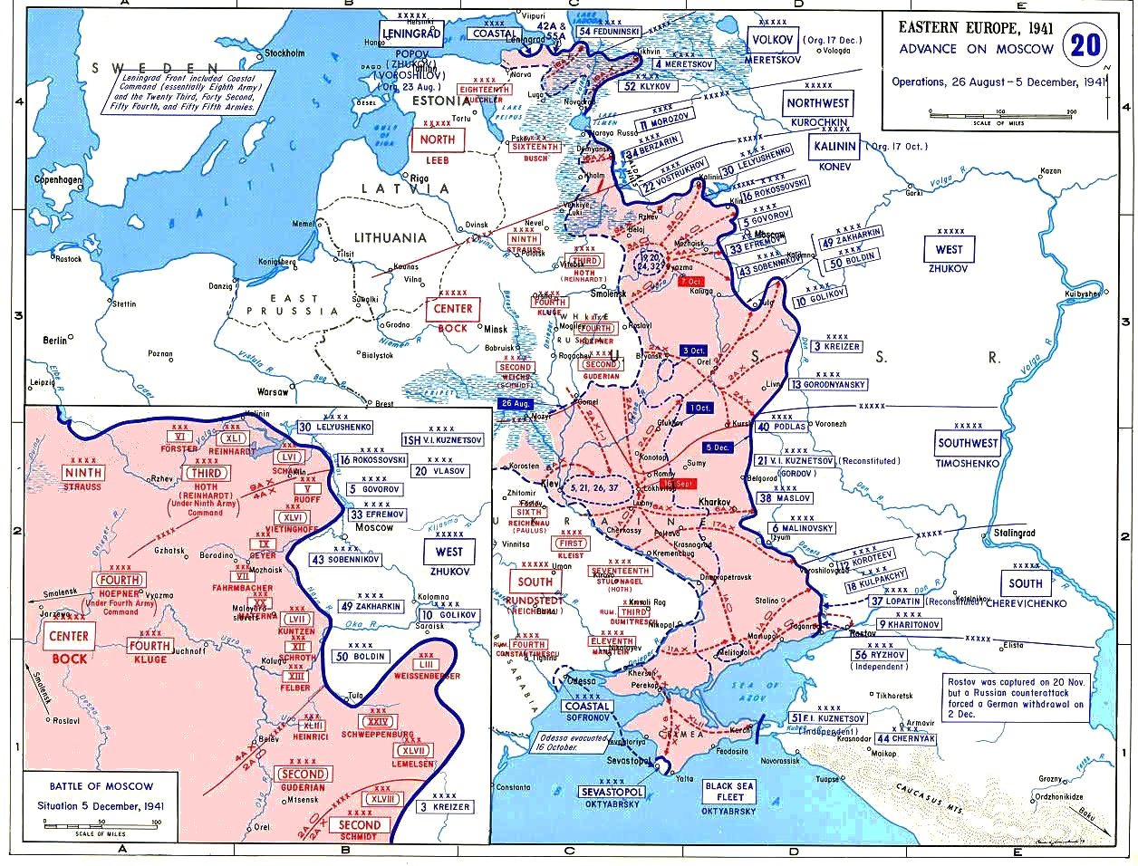 Mapa wojskowa niemieckiego natarcia na Moskwę jesienią 1941 roku