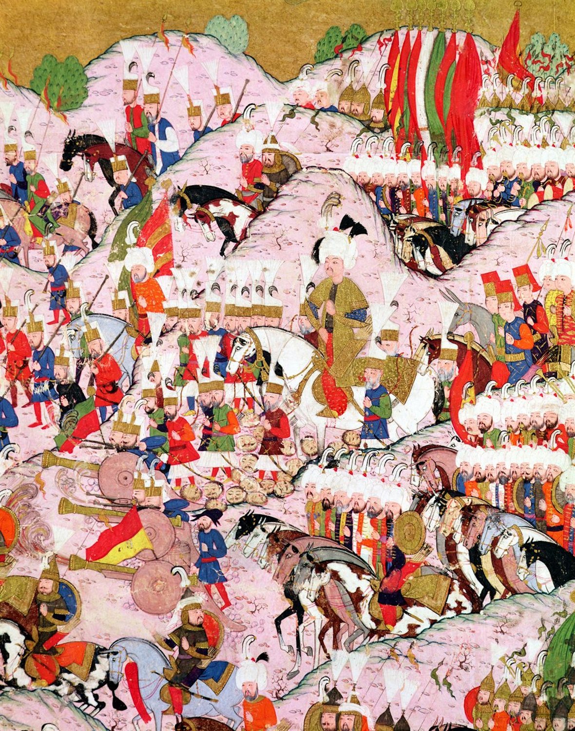 Ottoman miniature of Suleiman the Magnificent amid his army at Mohacs