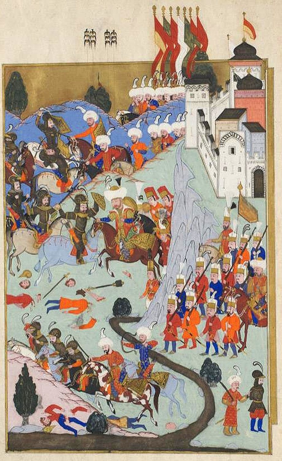 Ottoman miniature of Bayezid I defeating the crusaders at Nicopolis