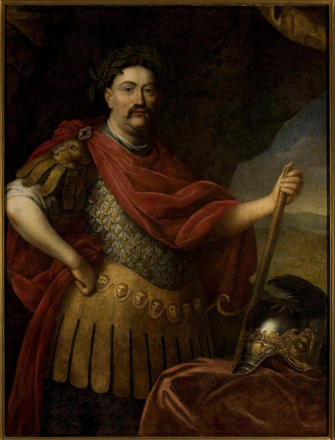 Portrait of Jan III Sobieski in a red cloak and Roman-style armour