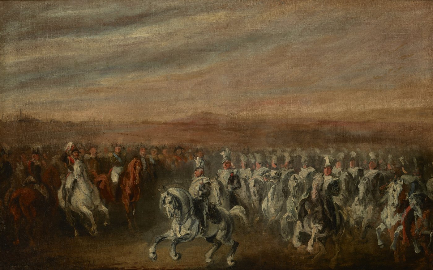 Painting of a general on horseback leading a column of lancers