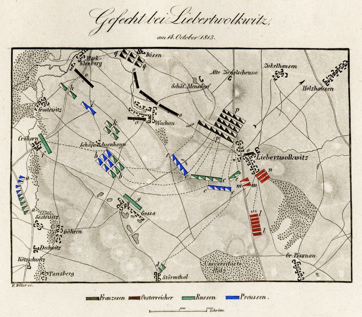 Nineteenth-century battle plan of Liebertwolkwitz, 1813