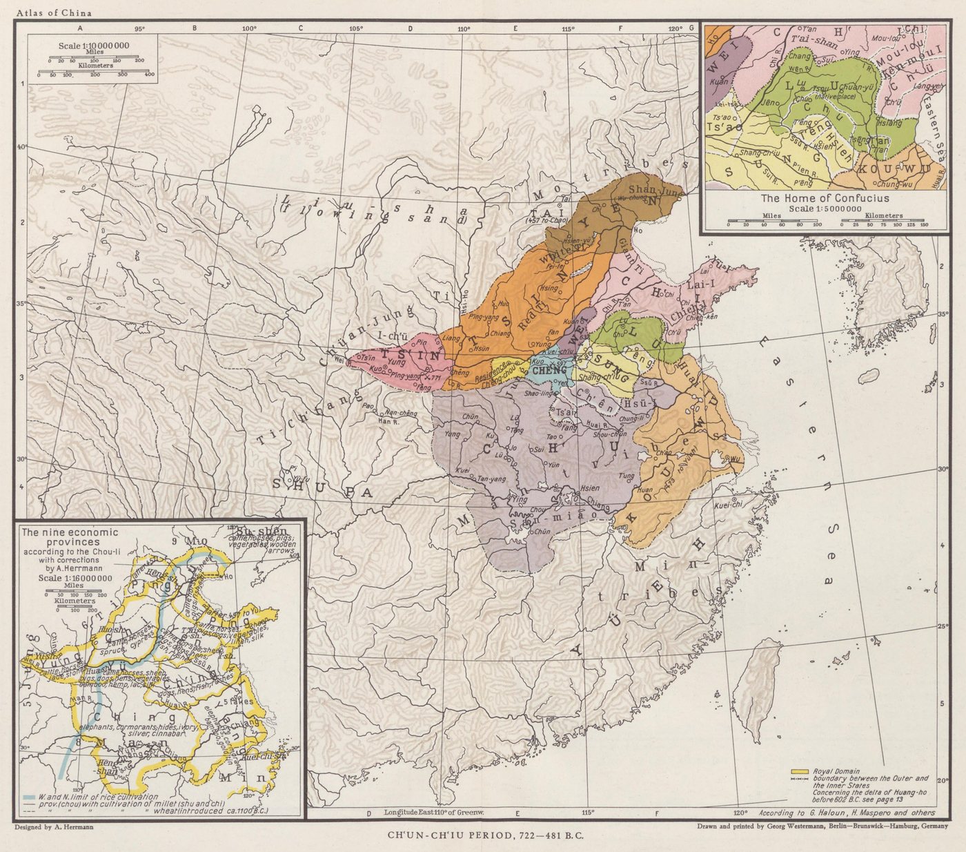 Historical colour map of the states of eastern China in the Spring and Autumn period