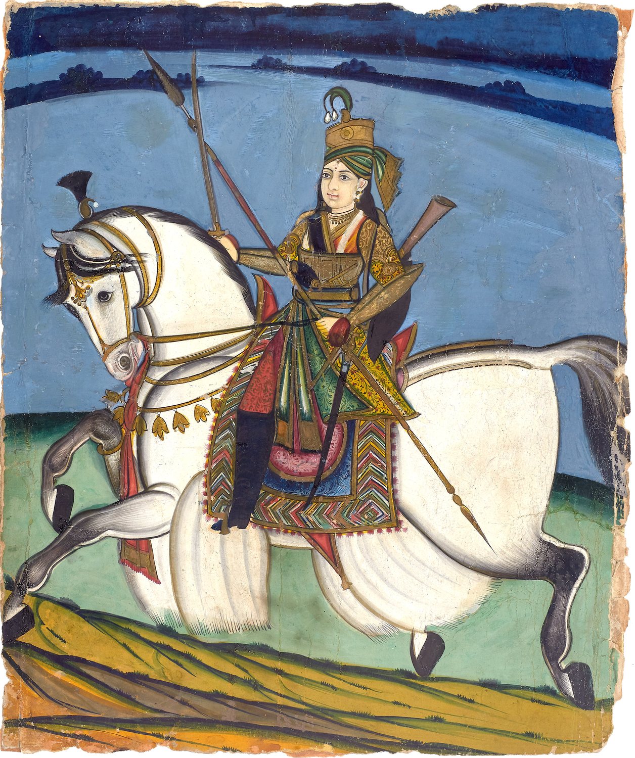 Indian painting of Lakshmibai on horseback